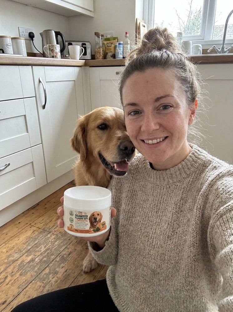 A Dog's Tale customer and their dog with Chewtrition