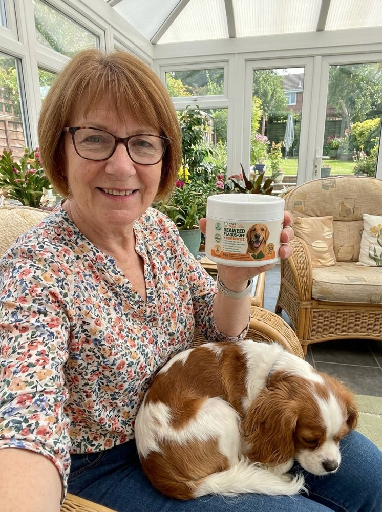 A Dog's Tale customer and their dog with Chewtrition