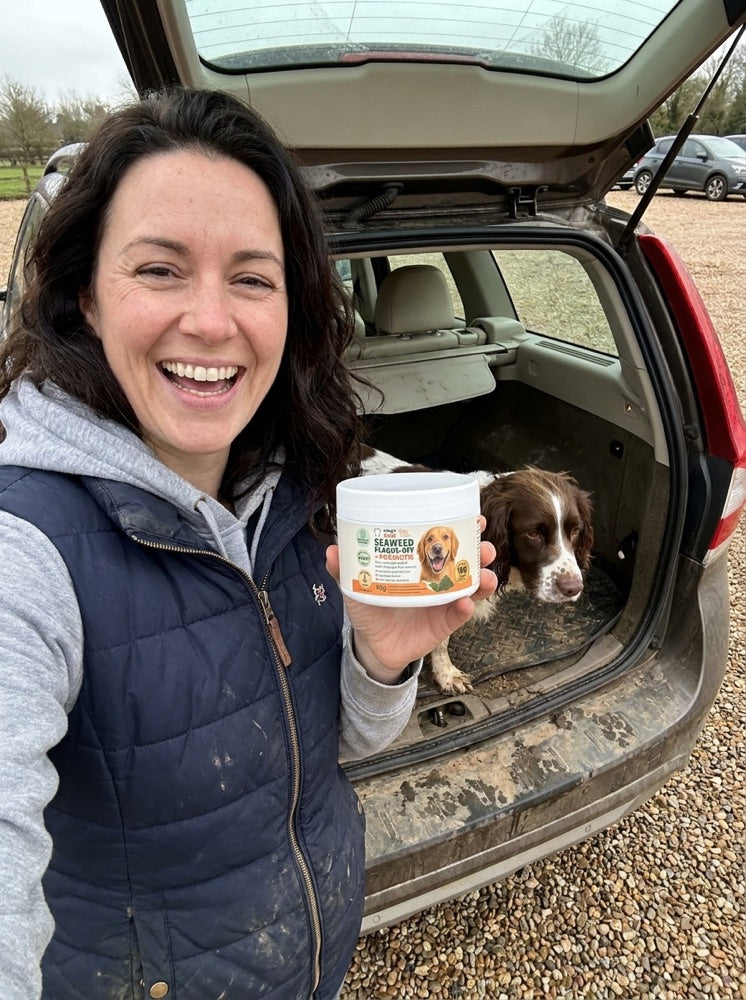 A Dog's Tale customer and their dog with Chewtrition