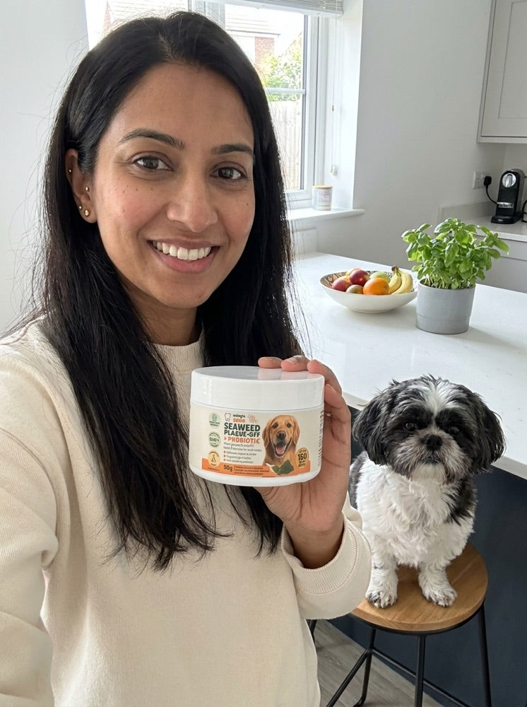 A Dog's Tale customer and their dog with Chewtrition