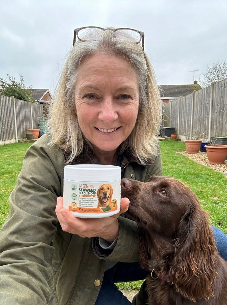 A Dog's Tale customer and their dog with Chewtrition