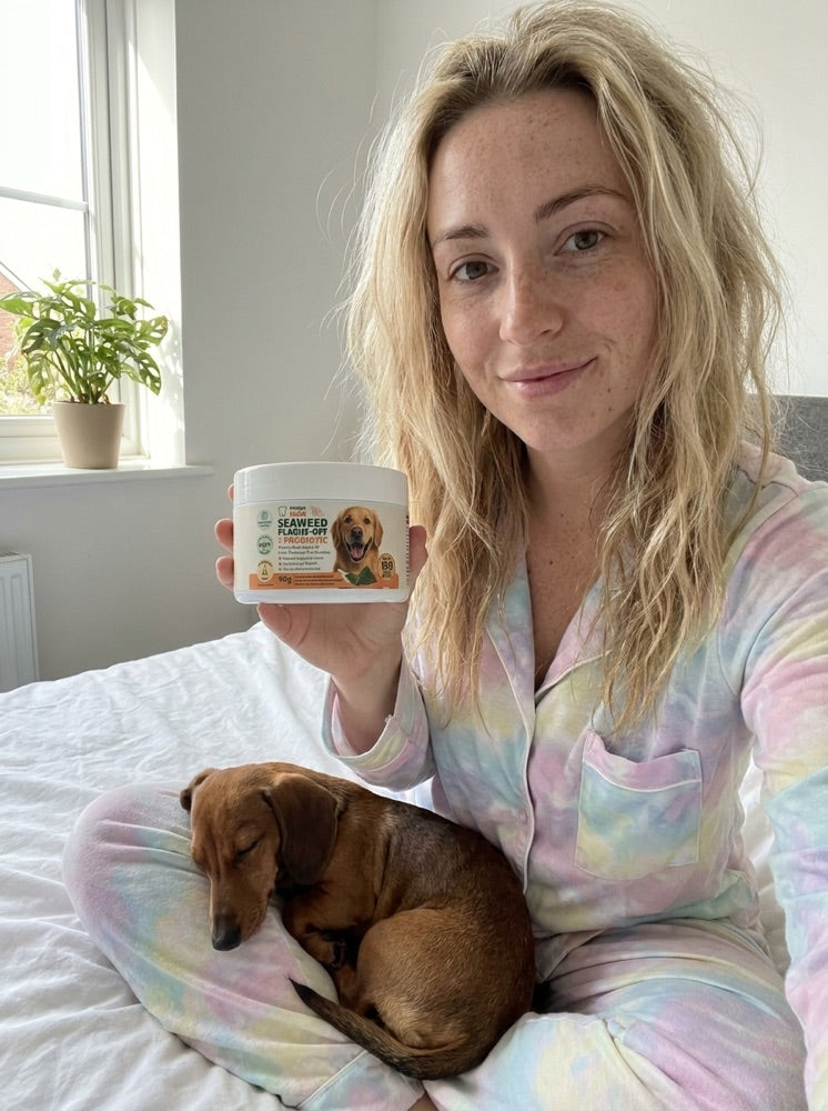 A Dog's Tale customer and their dog with Chewtrition